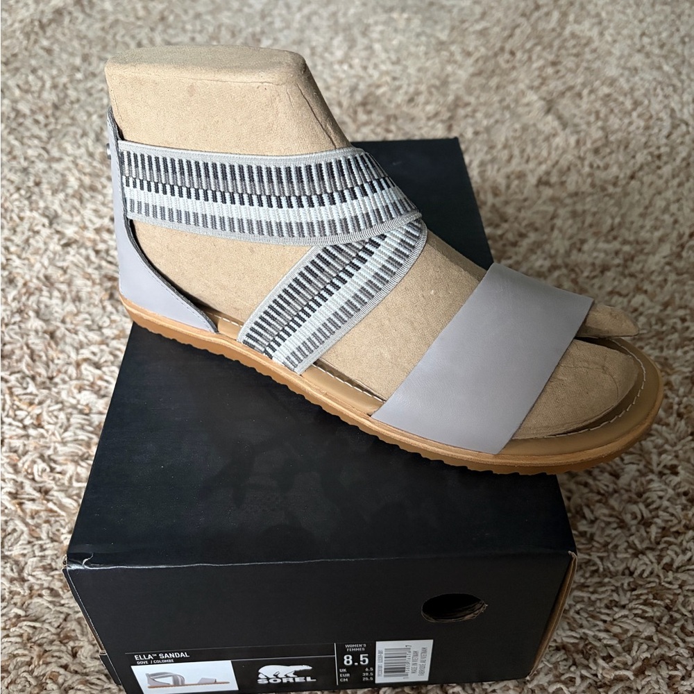 Sorel Women's Light Gray Elastic Strap Sandal